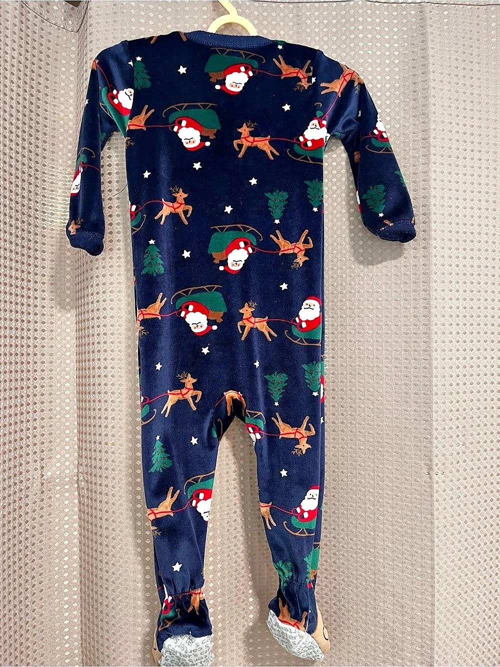 Carter's Baby Christmas Footie Blue Size 12M Like New
